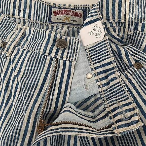 Northcrest Jean Co High Rise stripey rolled cuff shorts Size 12 SHOPKO Vintage - Picture 14 of 17